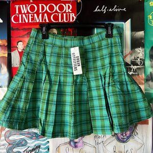 Urban outfitters teal and green plaid pleated skirt